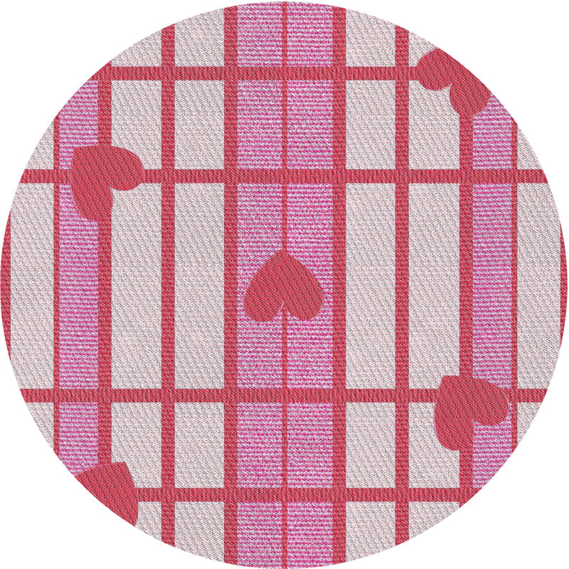 Tapis géométrique rose / gris, Rond 4 pi