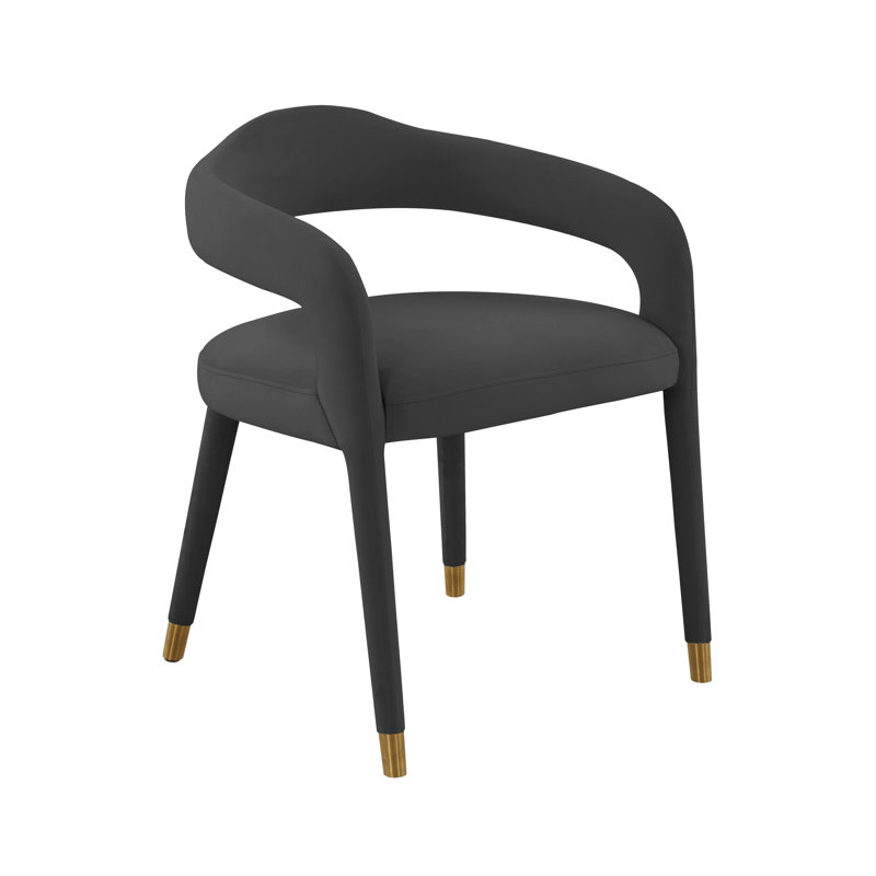 Chaise avec accoudoirs en velours à dossier échelle, Noir, Noir
