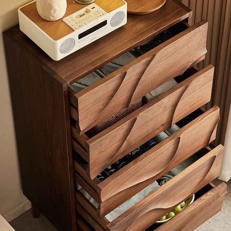 Armoire minimaliste moderne en bois massif à cinq tiroirs