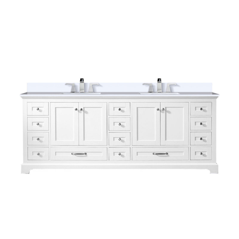 Meuble-lavabo de salle de bain 36 po X P 22 po D, plateau en marbre de culture et robinet, Blanc