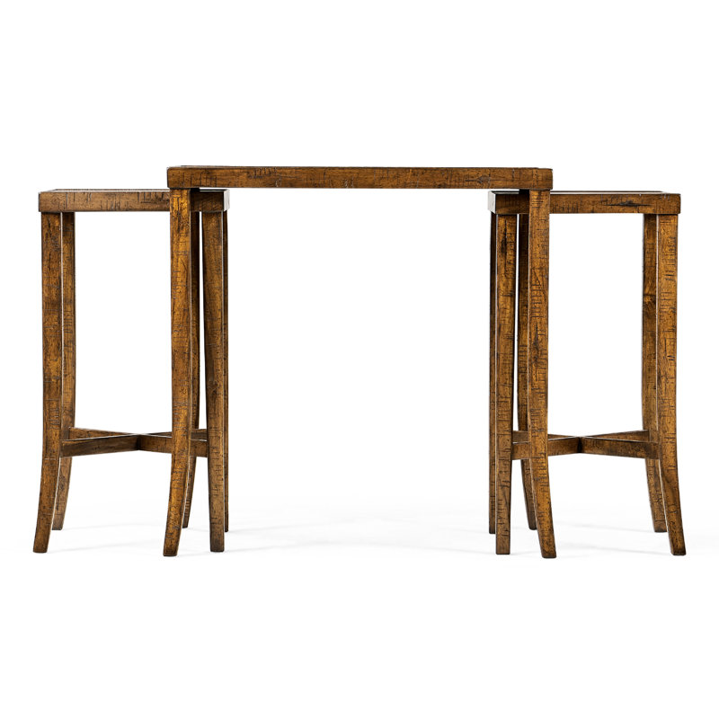 Casually Country Solid Wood Nesting Cocktail Table, Walnut Country Farmhouse