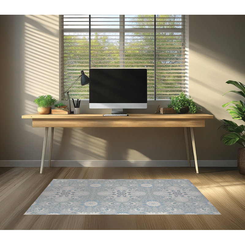 Tapis de bureau Skyler, L 24 po x P 36 po, Gris/bleu