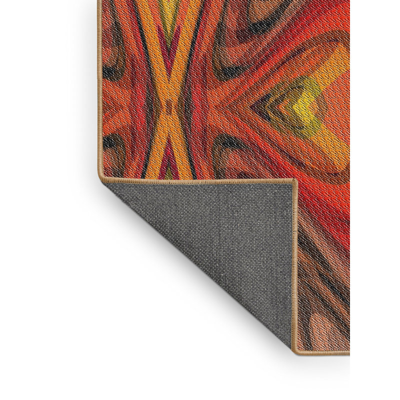 Tapis rouge/bleu/vert à motif, Rectangle 3 pi x 5 pi