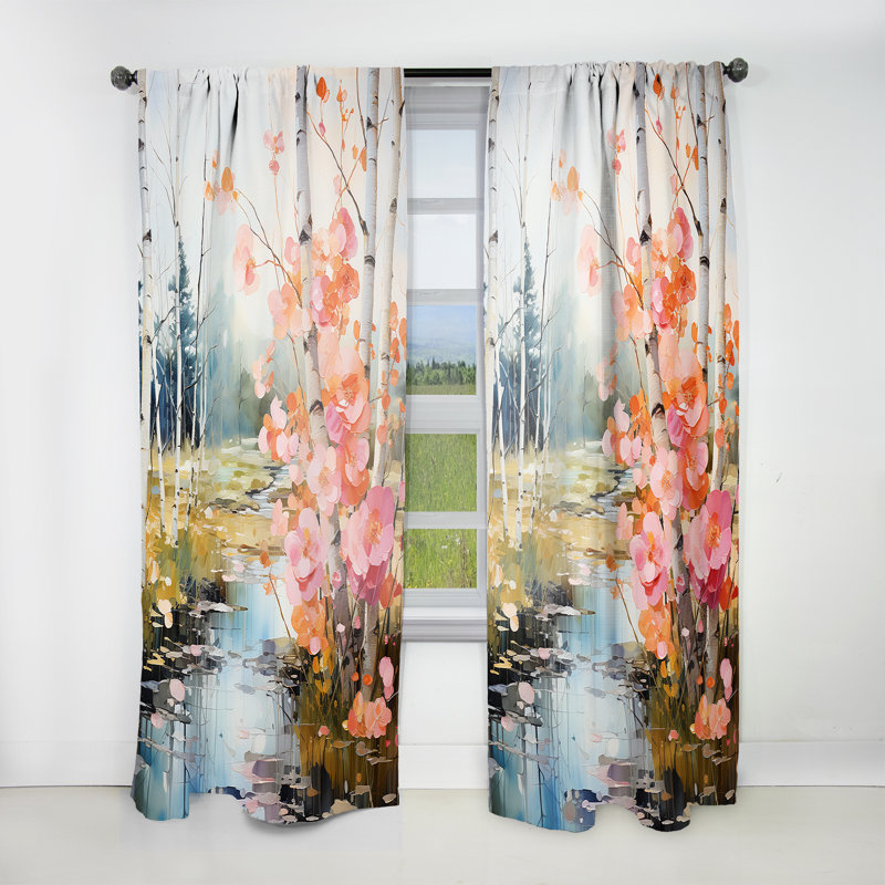 Timurs Birch Woods Spring Awakening VI - Traditional Curtain - Velvet Room Darkening - 1 Panel, 52" W x 90" L