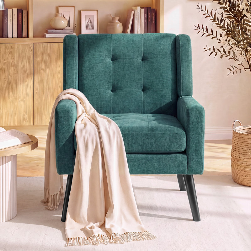 Fauteuil d'appoint Bolanle, Lin vert foncé