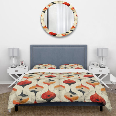 Orange Yellow Midcentury Charm IV - Midcentury Duvet Cover Set