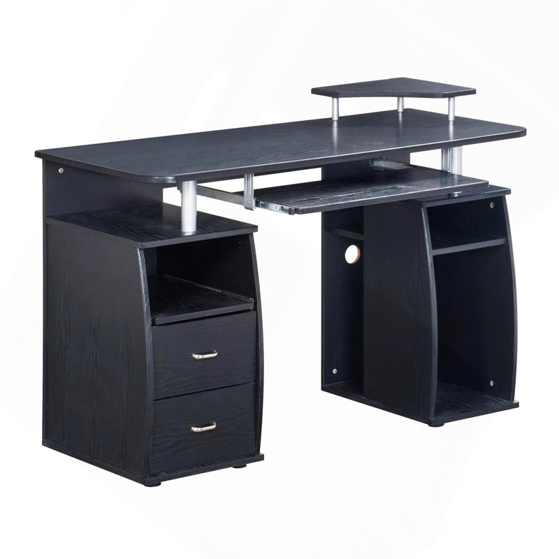 Bureau d'ordinateur complet avec rangement, espresso, Noir