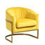 Fauteuil d'appoint en velours avec dossier ergonomique et structure en bois massif, fauteuil rembourré de luxe pour le salon, jaune-1481622723