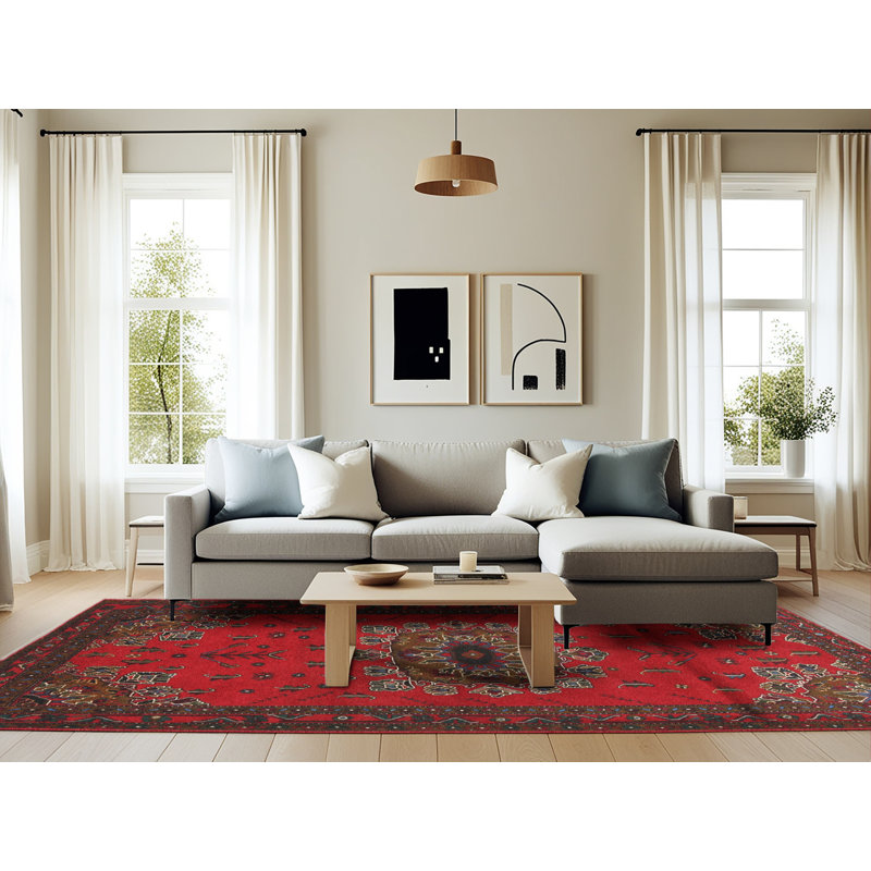 Tapis rouge à motif sud-ouest, Rectangle 6 pi x 9 pi