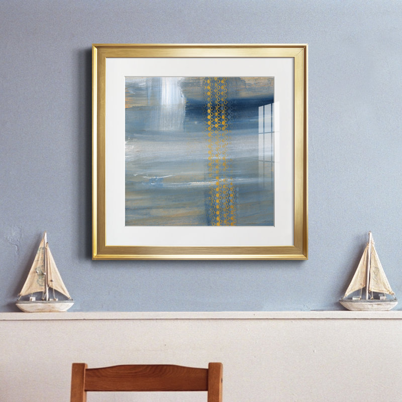 Touching the Sky II - Peinture encadrée, Cadre doré, H 17,5 po x l 17,5 po x P 1,5 po