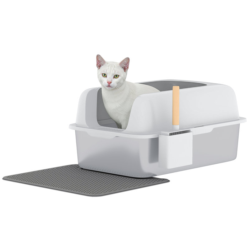 Charliann Stainless Steel Litter Box with Scoop, Grey