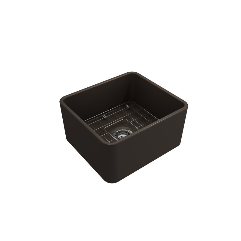 Évier de cuisine de ferme avec accessoires L 20 po x l 10 po, Brun mat