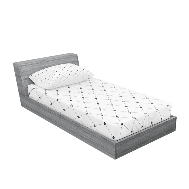 Twin White Microfiber Damask Fitted Sheet Set