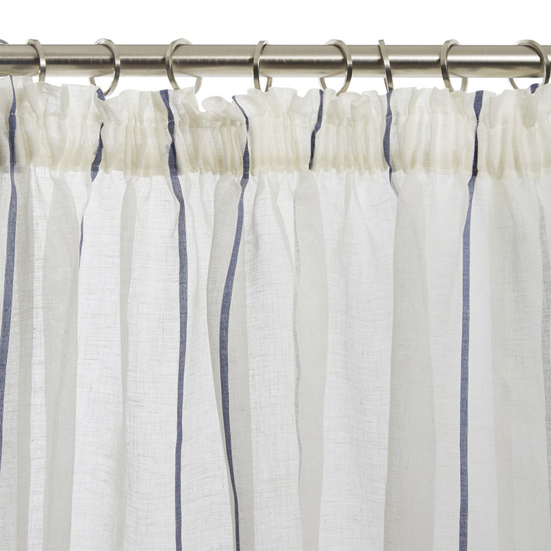Linen Sheer Single Curtain Panel, 200 W x 298 D cm, Blue