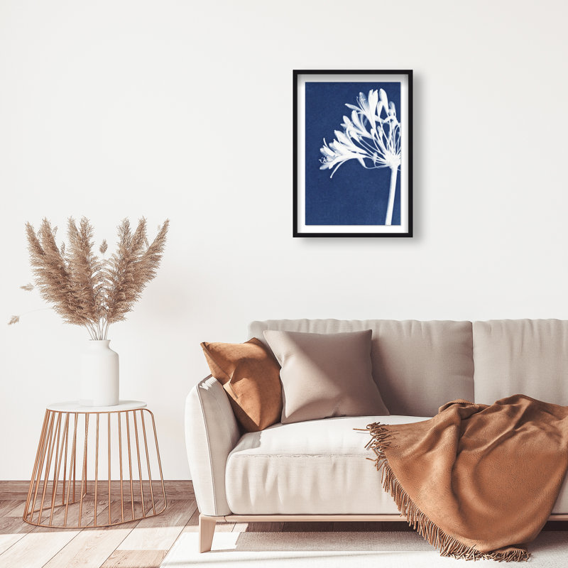 Cyan Bloom Print by Oliver Gal, 25.5"H x 37.5"W, Black Shadowbox