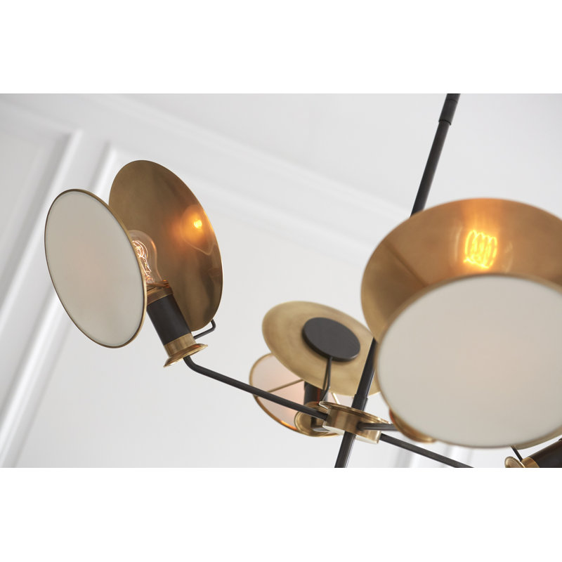 Thomas O'Brien Osiris Large Reflector Chandelier, Bronze/Hand-Rubbed Antique Brass, 21.5" H x 54" W x 54" D