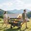 Beach 117*55*98 cm Steel 1 Piece Folding Wagon Black with Overhead Canopy