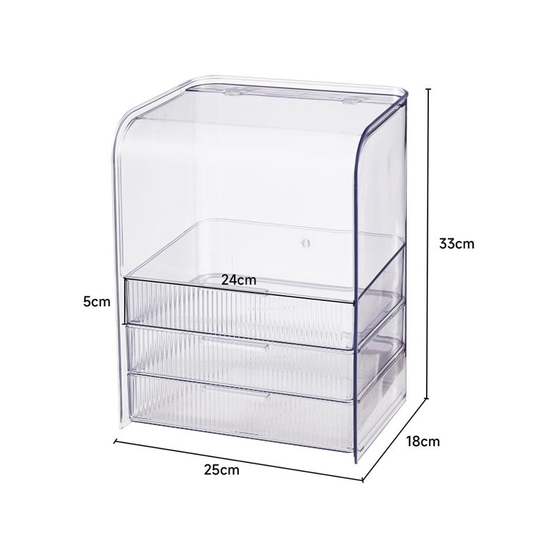 3-Tier Cosmetics Storage Organizer, Clear