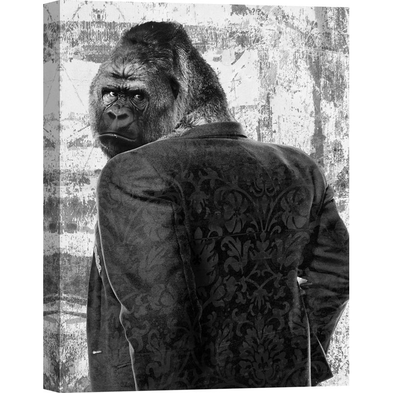 Ape In A Suit - No Frame Print on Canvas, 100cm H x 70cm W x 4cm D