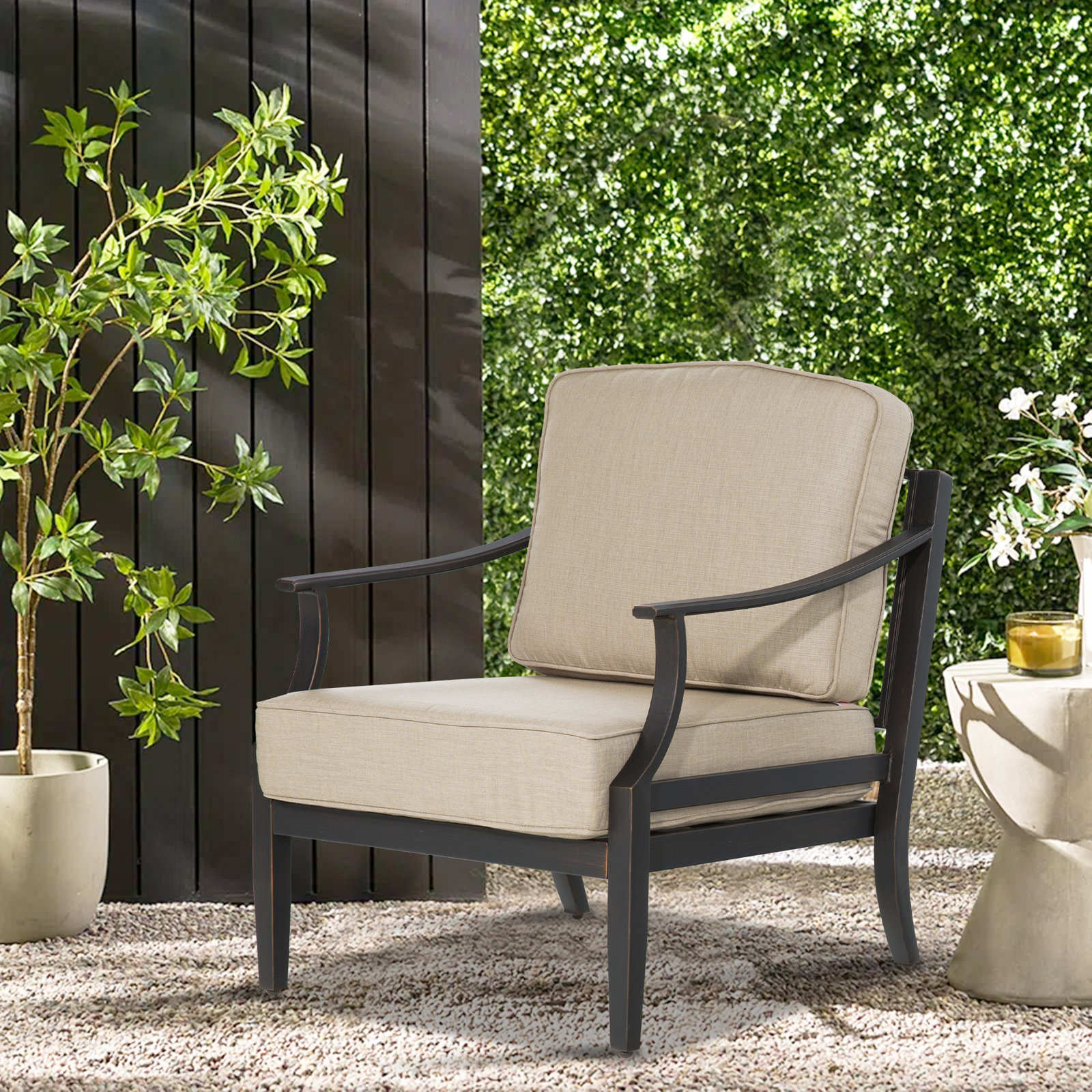  Tamarin Patio Aluminum Club Chair With Sunbrella Cushions