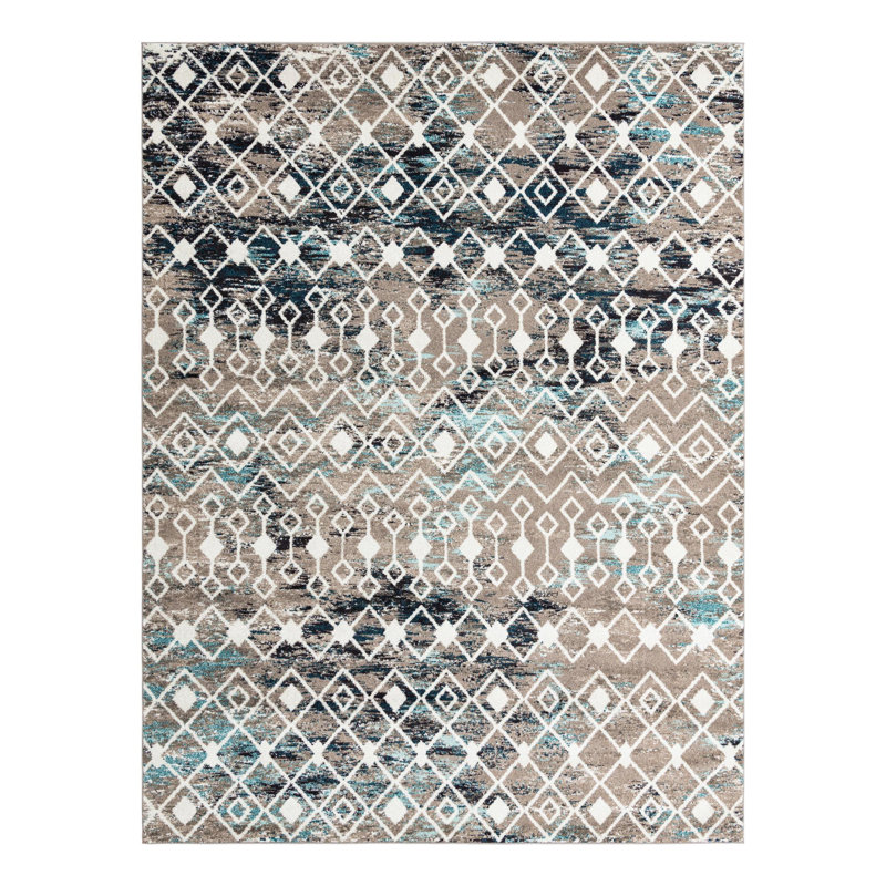 Somerville Geometric Indoor Rug, Rectangle 10' x 13'1", Gray/Blue