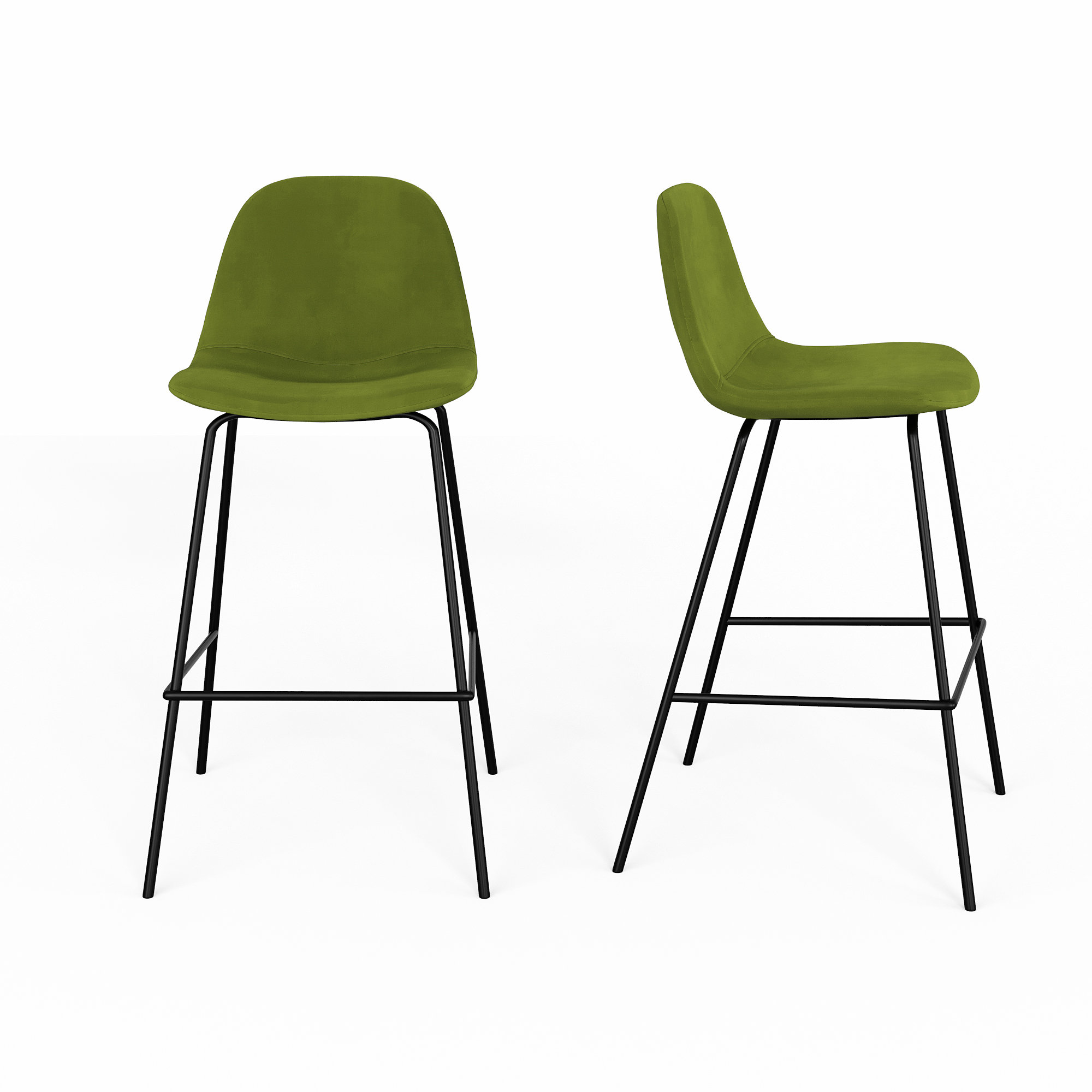 Kody Upholstered Bar & Counter Stool, Counter Stool (23.5" Seat Height), Bella Forest Performance Velvet