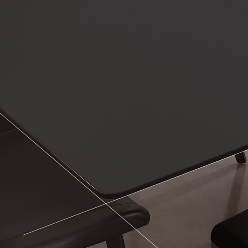 Tailah Black rock plate dining table is modern and simple, 29.5"H x 55.1"L x 31.5"W