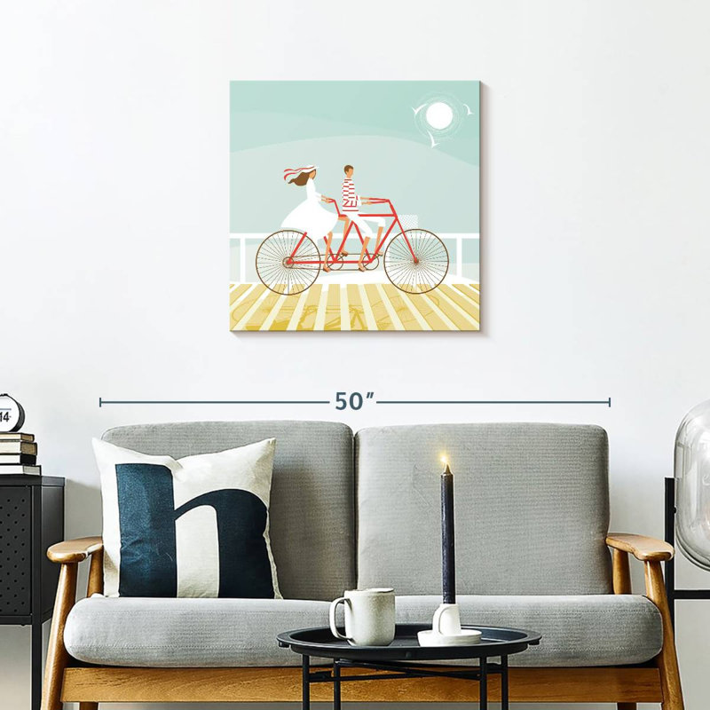 Senne, couple d'été à vélo, H 24 po x l 24 po
