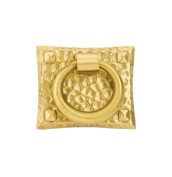 Hammered Ring Pull, Satin Brass