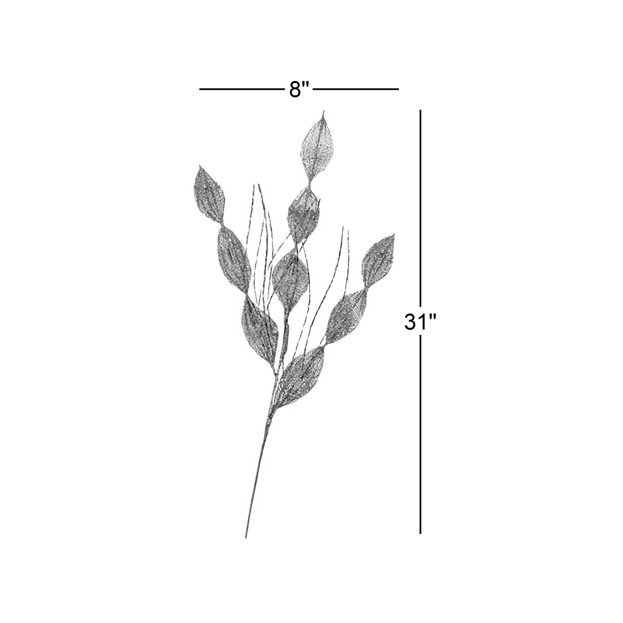 32" Leafy Glitter Picks, Silver