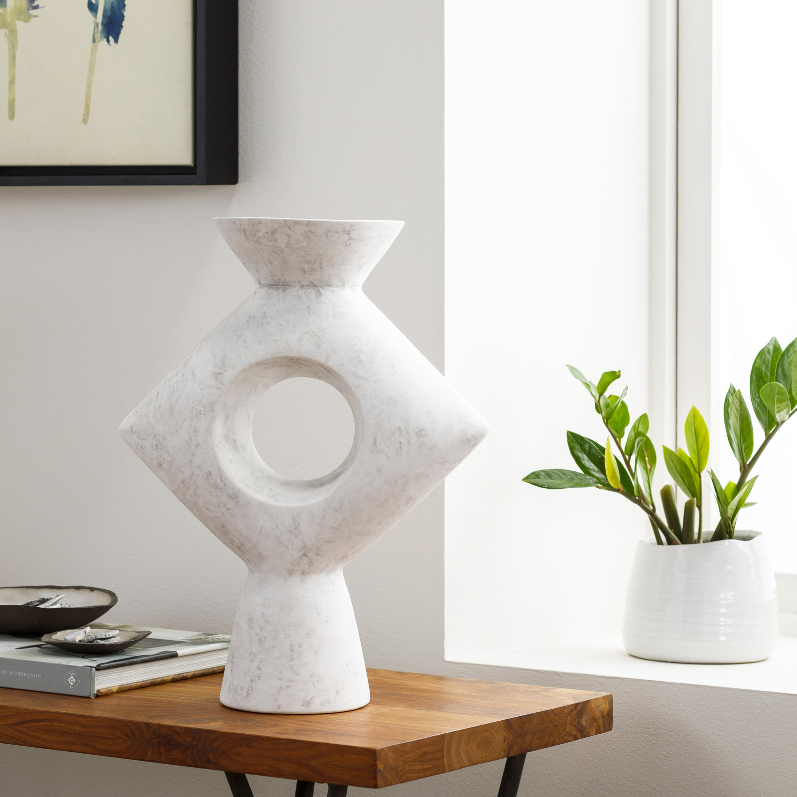 Fitzpatrick Ceramic Table Vase, Light Gray