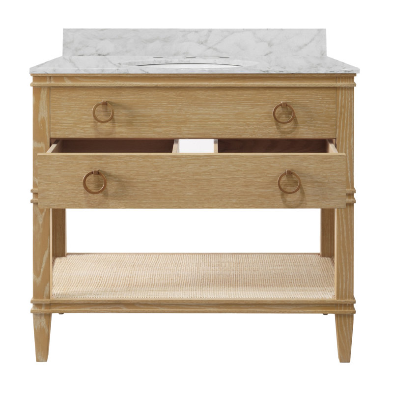 Cutler 36.5'' W Single Vanity, 37", Brown/Ivory