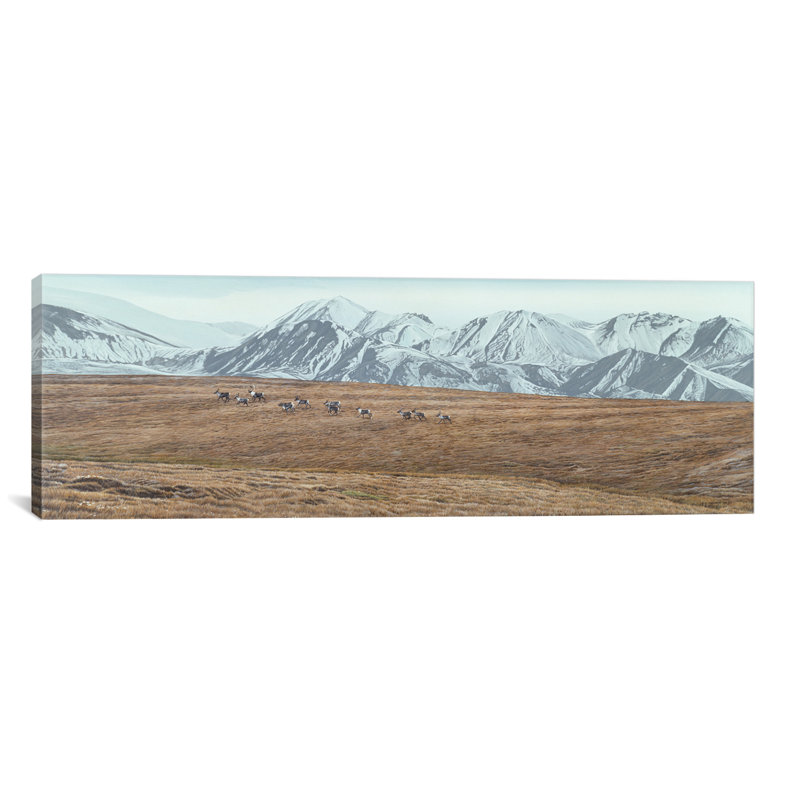 « northern horizon-caribou » par reproduction de photo sur toile Ron Parker, H 12 po x l 36 po x P 1,5 po