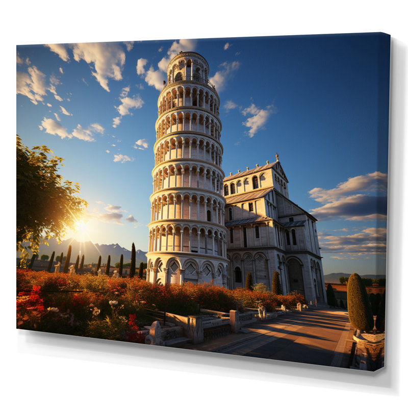 Italy Leaning Tower Of - Italy Wall Art Prints, 30" H x 40" W, Toile tendue