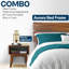 Ensemble de chambre à coucher 2 pièces - Base de lit grand lit en bois massif et table de chevet assortie, style Mid-Century moderne, finition noyer, capacité de 800 lb, aucun sommier nécessaire-91715927-91715923