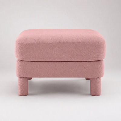 Pouf moderne en tissu bouclé avec accoudoirs incurvés et pieds cylindriques pour un confort et un style ultimes