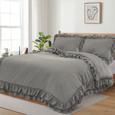 Jimi Microfiber Solid Colour Duvet Cover with Pillowcases Included