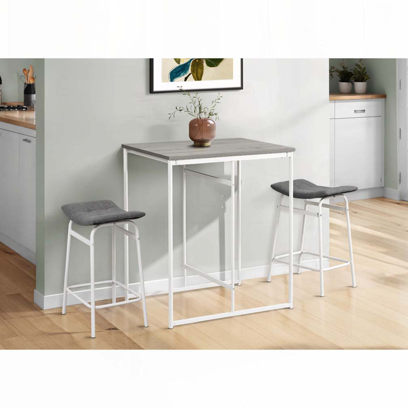 Tabouret de bar, hauteur de comptoir, ensemble de 2,, Gris, Blanc