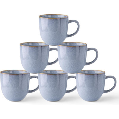 12oz Coffee Mugs, Ceramic Coffee Mugs set of 6 for Man, Woman, Dad, Mom, Modern Coffee Mugs