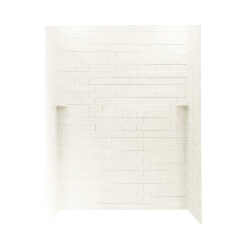 Solid Surface Three Panel Shower Wall, Bisque, 72" H x 62" W x 36" D