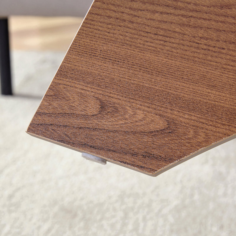 Oval Tempered Glass Coffee Table - 41.3"x23.6" Multi-Functional Design.Oval Tabletop.Walnut Wood Color Diagonal fan-shaped tray design Table Leg.Suitable for dining rooms, living rooms, offices.