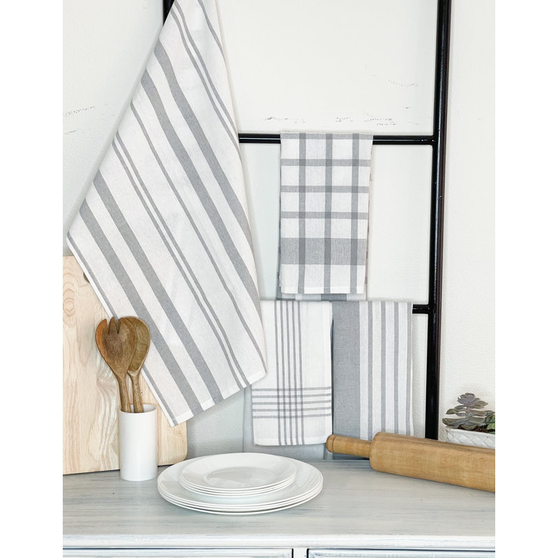 Torchon en coton, Gris / blanc