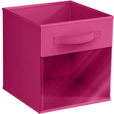 Sorbus 11" Storage Bin with Clear Window and Handles – 1-Piece Foldable Fabric Organizers, Pink