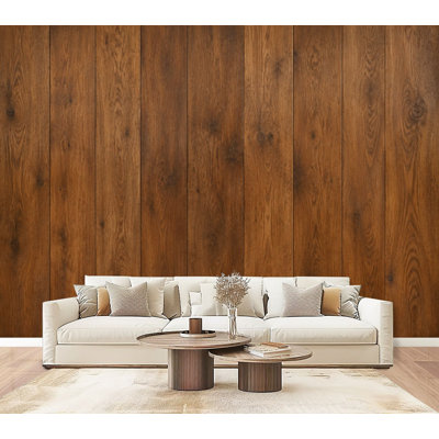 Peel and Stick Wall Mural Self-Adhesive Wallpaper Decor for Home Office - Rich Natural Wood Grain Warm Brown Tones 69"H x 96"W