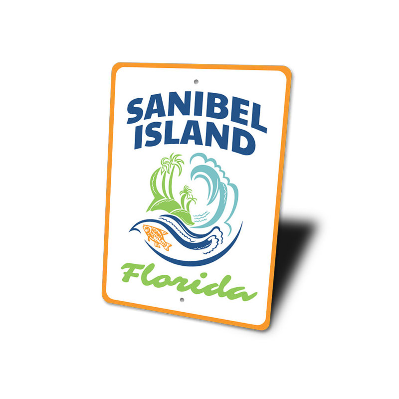 Enseigne en aluminium Sanibel Island, H 14 po x l 10 po x P 0,04 po