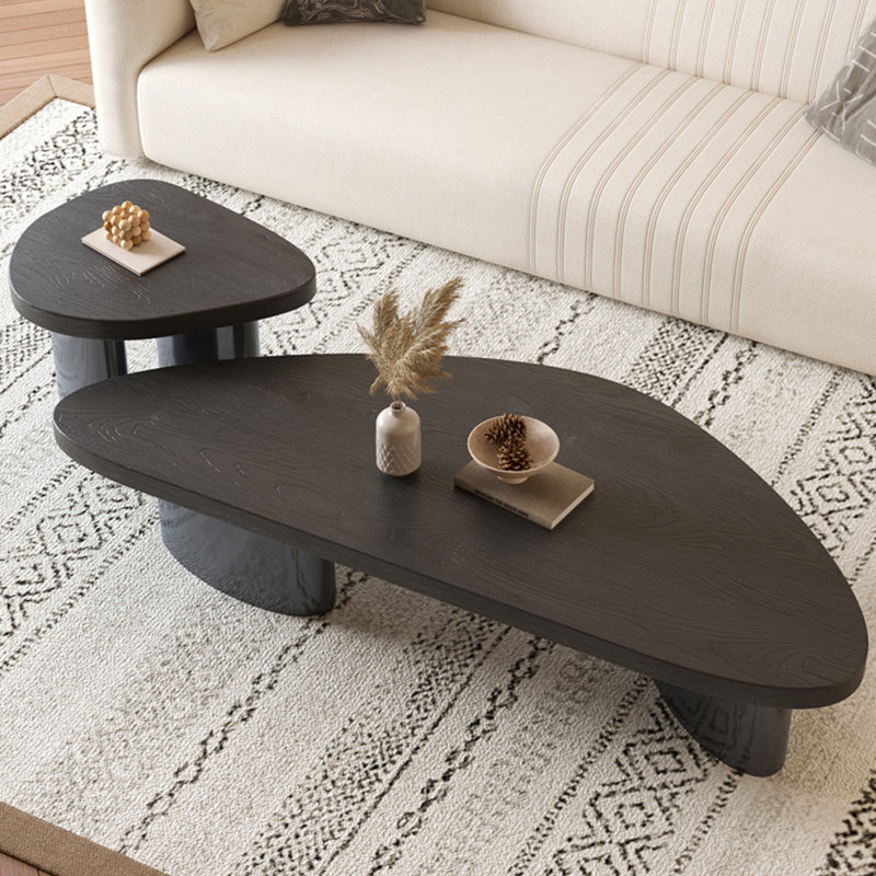 All solid wood multi-functional simple tea table, Black, 16.54" H x 62.99" L x 27.56" D
