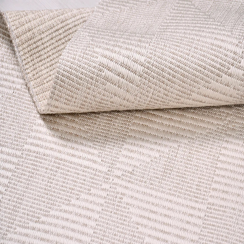 Tapis crème moderne en polyester Ebert facile à nettoyer, 6,5 pi x 9,5 pi