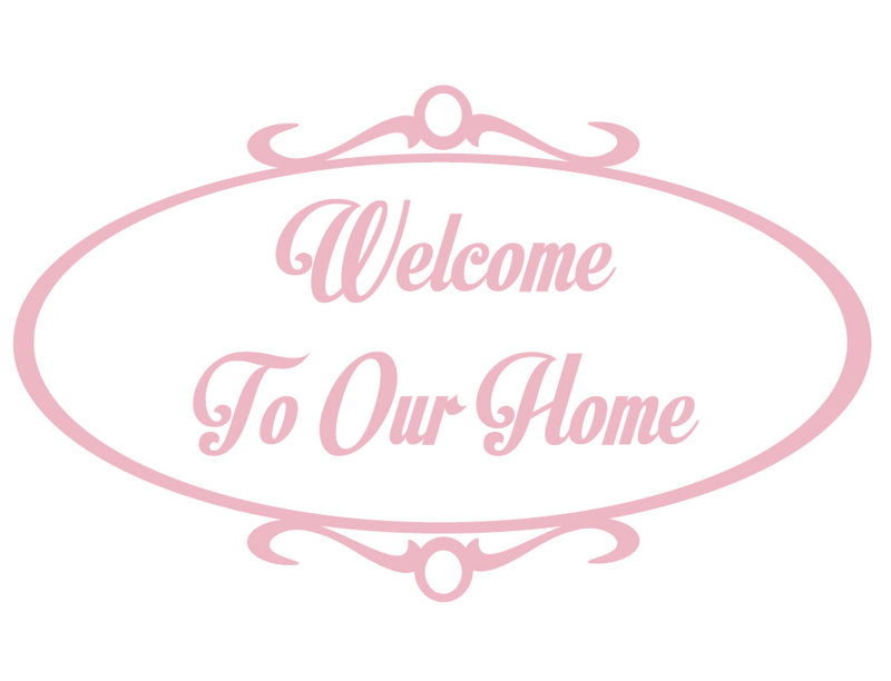 Décalcomanie murale welcome to home, H 36 po x l 60 po x P 0,01 po, Rose œillet