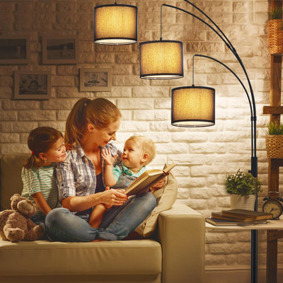 Modern 3-Light Dimmable Arc Floor Lamp With Adjustable Heads, Sturdy Metal Base, And Included LED Bulbs For Living Room, Bedroom, Or Office