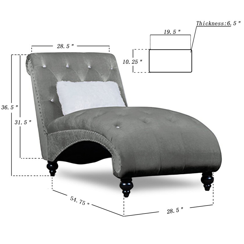 Chaise longue, Velours gris